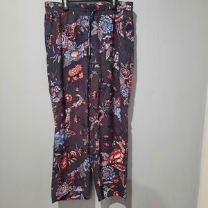 LOFT Floral Print Pants - Black, Red, Blue
